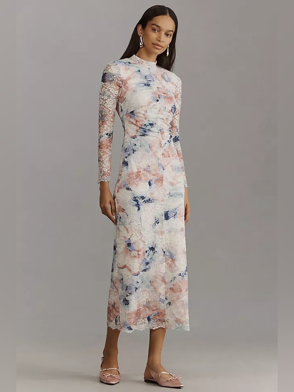 Anthropologie Mock Neck Fitted Lace Dress NWT